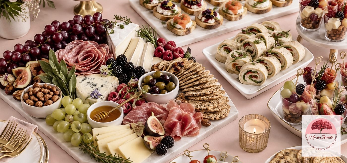 Mini pizzas and finger foods